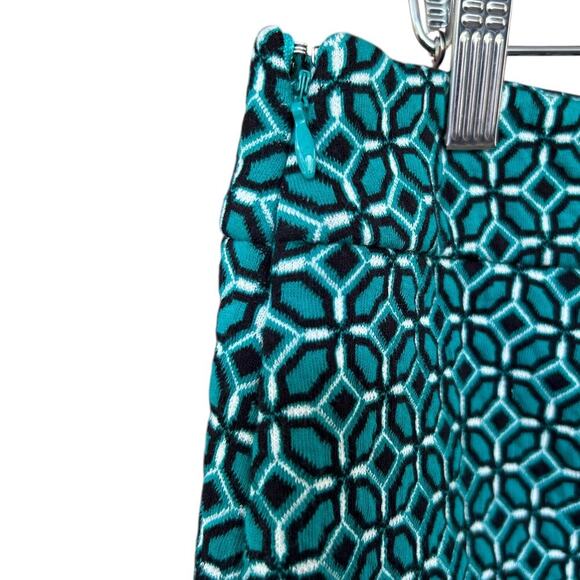 LOFT Women's Teal Tiled Jacquard Skirt Size 12 - Picture 2 of 6